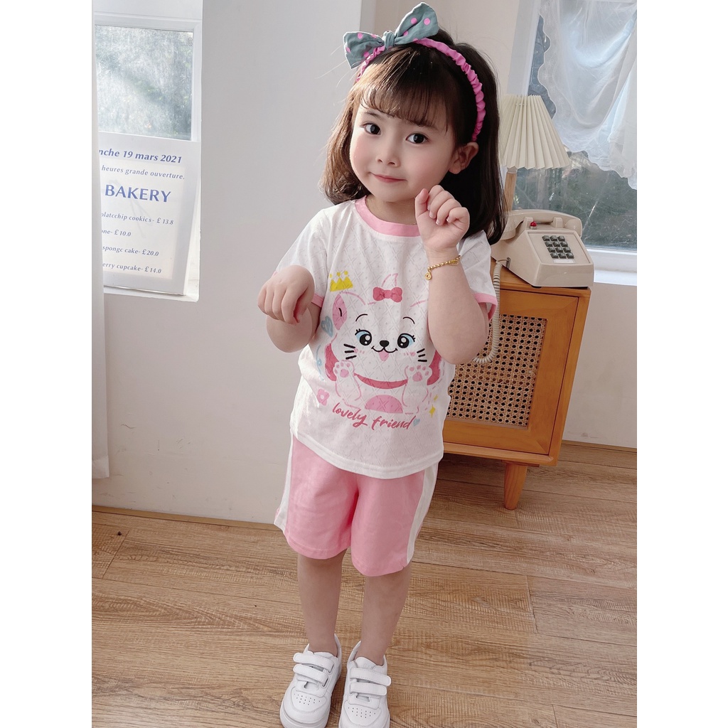 Bộ Đồ Thể Thao Tay Ngắn Vải Cotton Thoáng Khí Thời Trang Mùa Hè 2023 Dễ Thương Cho Bé