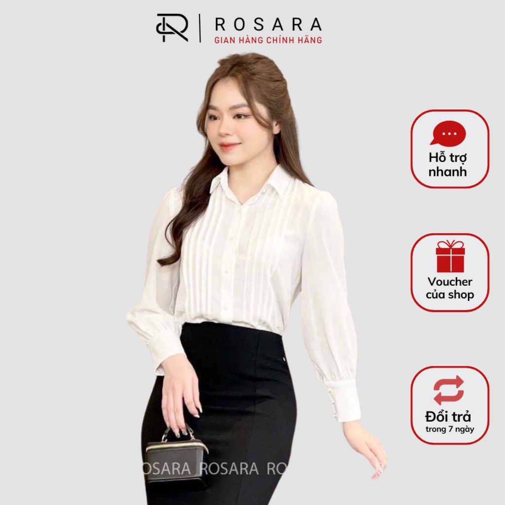 Áo Sơ Mi Lụa Trắng Dài Tay Thời Trang Nữ Rosara SM28 | BigBuy360 - bigbuy360.vn