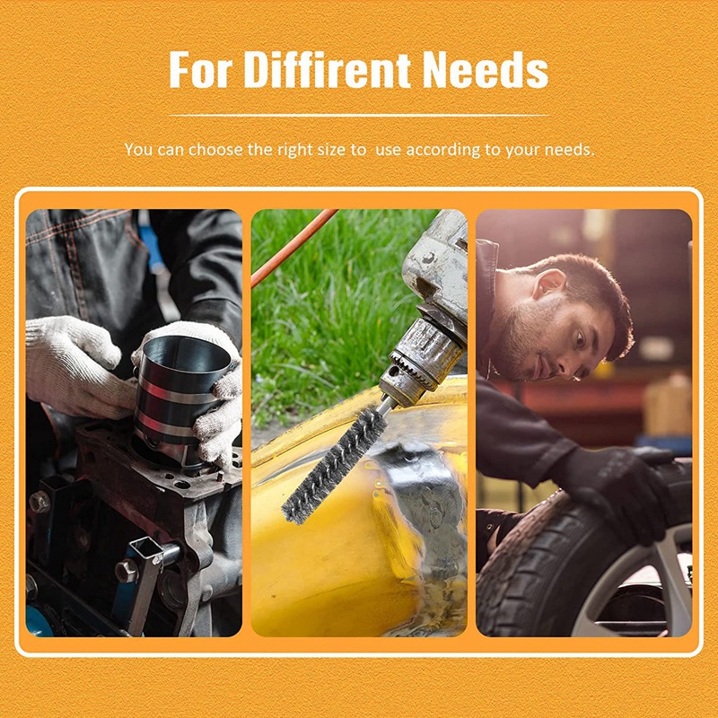 Set 12 Chổi Sợi Thép Không Gỉ Đầu Lục Giác Cho Máy Khoan Điện