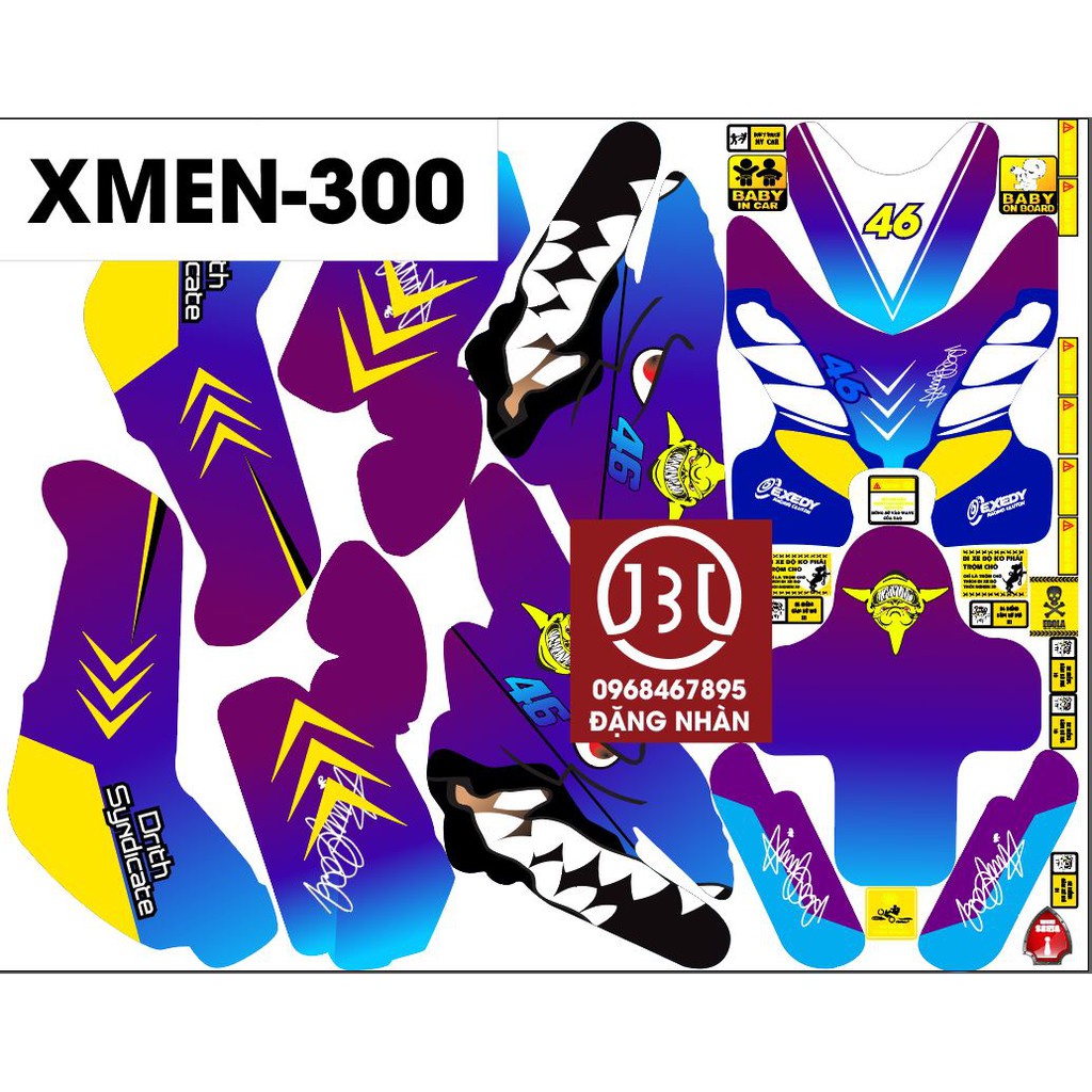 TEM TRÙM XE ĐIỆN XMEN 300 PHA TRỘN NHIỀU MẦU SẮC