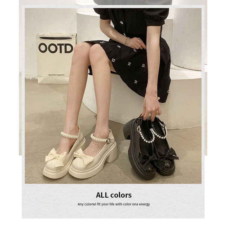 Giày Búp Bê Da Đế Dày Đính Ngọc Trai Thời Trang Dành Cho Nữ