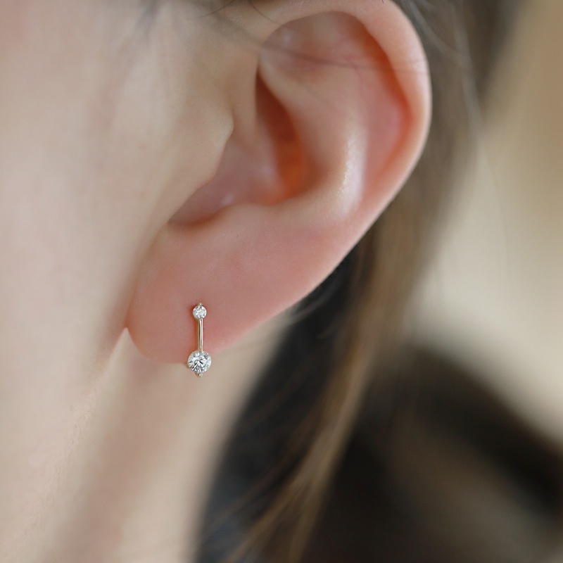 Khuyên Tai Dáng Thả Đính Đá Zircon Không Gây Dị Ứng Thời Trang Cho Nữ
