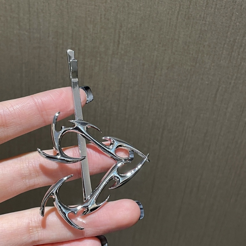 Kẹp Tóc Kim Loại y2kHair Hình Trái Tim Phong Cách Punk