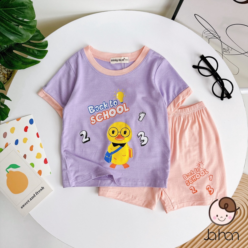 Đồ bộ thun lạnh cho bé trai bé gái cộc họa tiết, bộ quần áo trẻ em monky mặc nhà cho bé 1 2 3 4 5 tuổi BC086