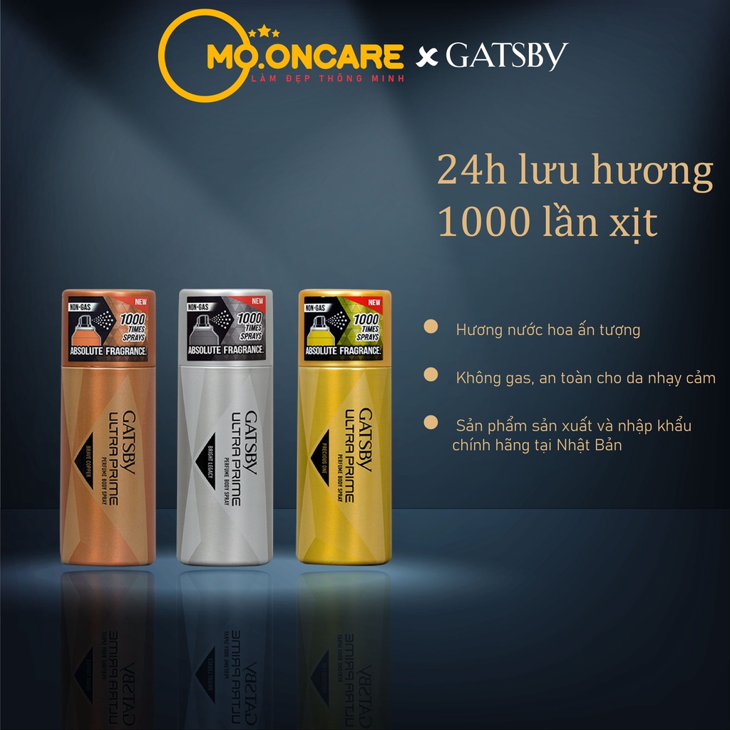 Xịt khử mùi hương nước hoa không gas GATSBY NHẬT BẢN - hương thơm mát lạnh 150ml