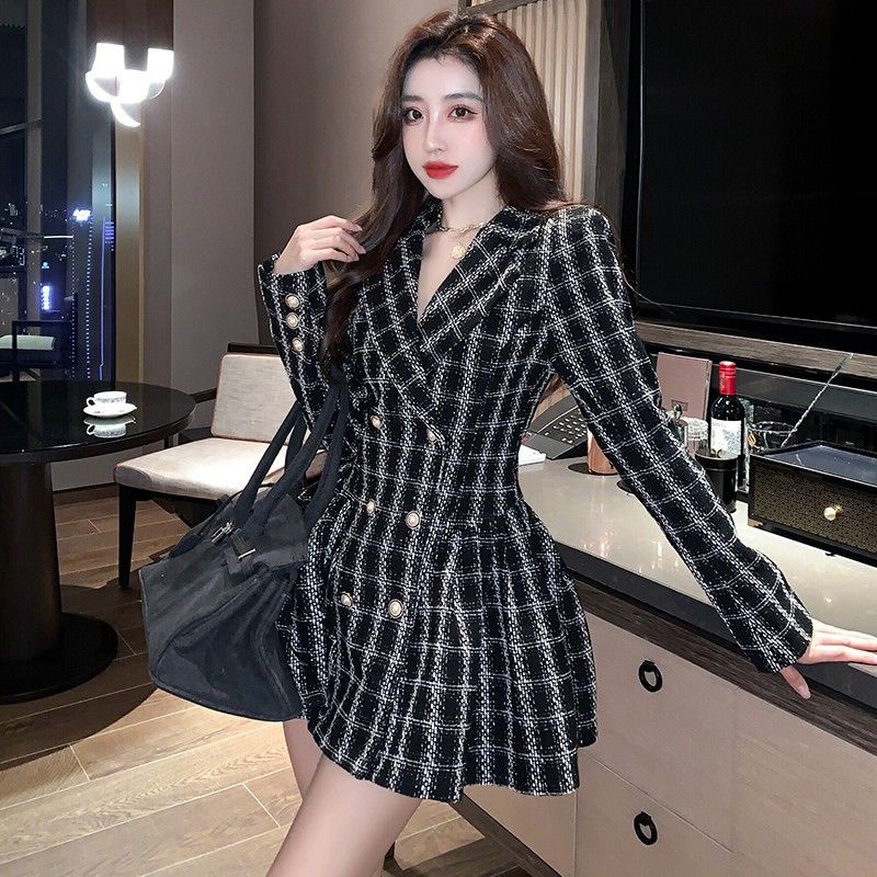 Váy liền tiểu thư sang chảnh đầm cổ vest gợi cảm thanh lịch Đ175 - Có ảnh thật