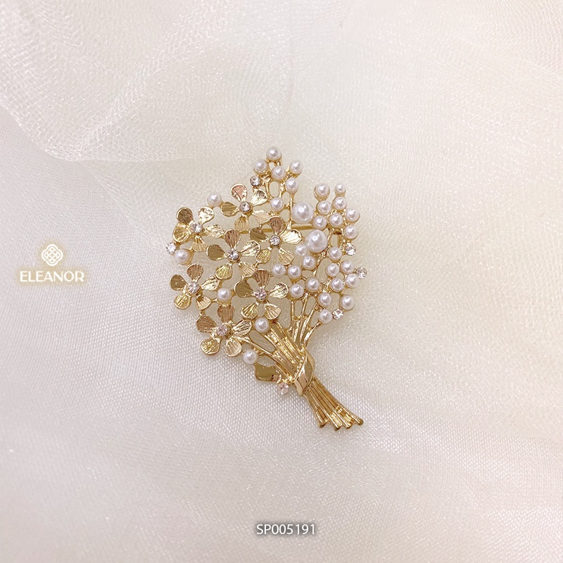 Ghim cài áo nam nữ Eleanor Accessories hình bó hoa đính đá ngọc trai nhân tạo phụ kiện thời trang 5191