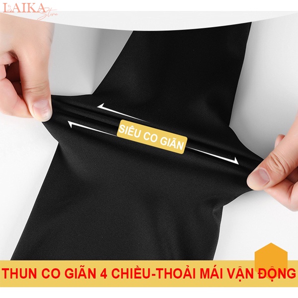 Quần legging đùi lửng ngố cạp cao nâng mông co giãn cuộn tím vải thun - Quần biker nữ ôm màu đen mặc ở nhà tập gym yoga
