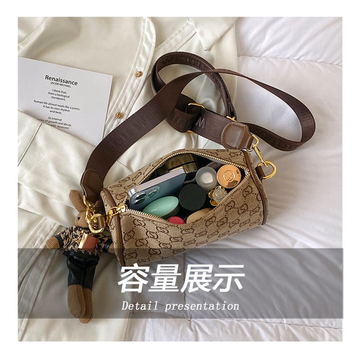 Túi xách nữ ống tròn nữ chất da mix hoạ tiết thời trang đeo vai đeo chéo H71