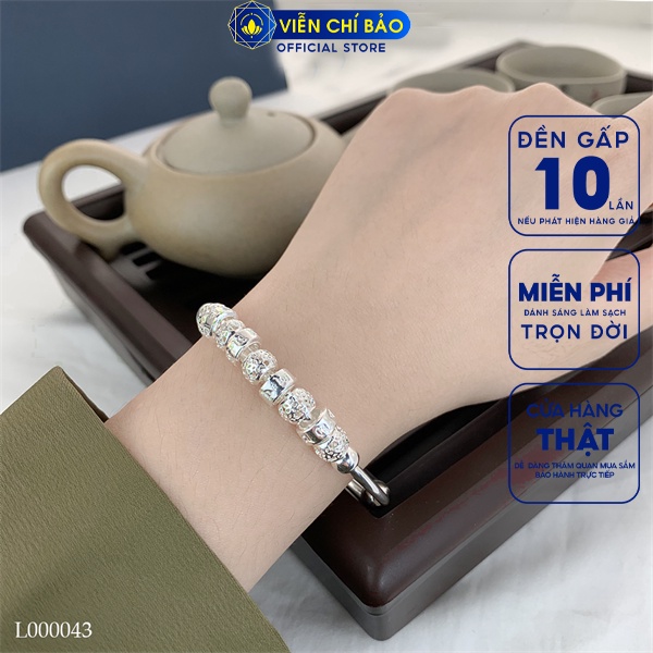 Kiềng trơn mix charm lục tự chất liệu bạc Thái 925 thời trang phụ kiện trang sức nữ Viễn Chí Bảo L000043
