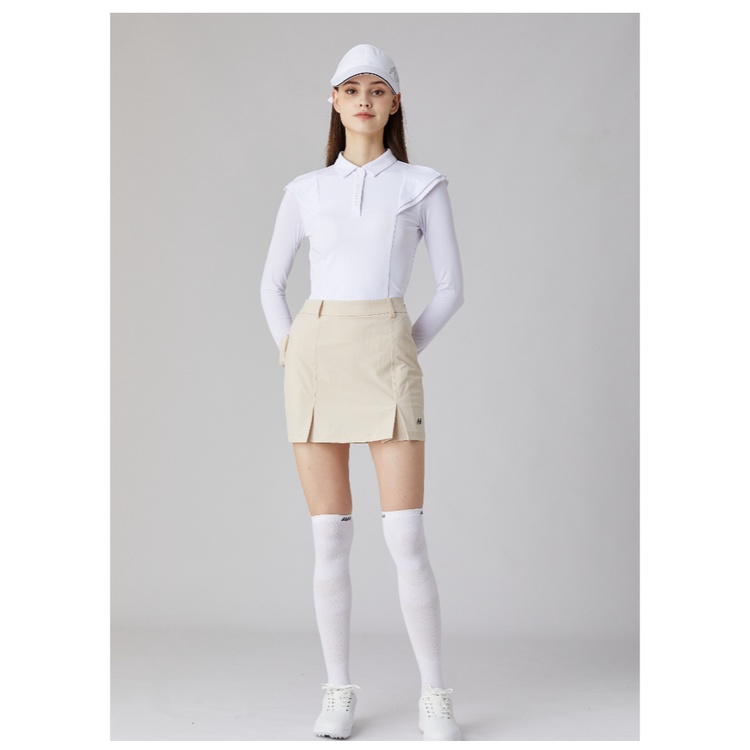 Bộ Trang Phục Đánh Golf Gồm Áo Thun Tay Dài Và Chân Váy Ngắn Vải Lụa Lạnh Chống Nắng Thời Trang Xuân Hè Cho Nữ W1J1