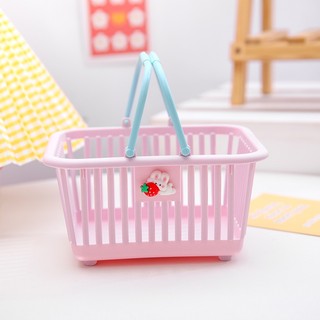 Giỏ Mini Đựng VPP, Mỹ Phẩm, Phụ Kiện, Đồ Dùng Có Tay Cầm Màu Sắc Basic