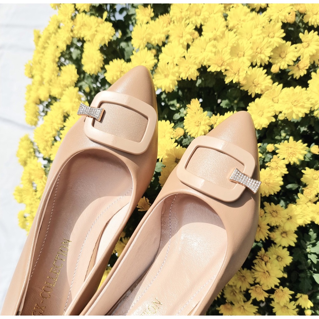 Giày cao gót 5p nơ đá _ giày nữ giày cưới cô dâu