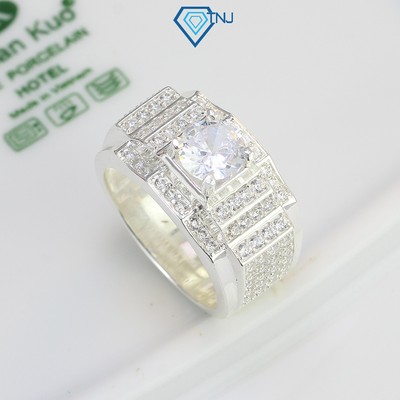 Nhẫn bạc 925 nam đính đá bản vừa NNA0376 - Trang Sức TNJ