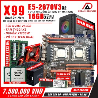 Combo x99 Dual - E5 2670v3 x2(24 nhân 48 Luồng ) - 16gb ddr4 x2 bus 2133