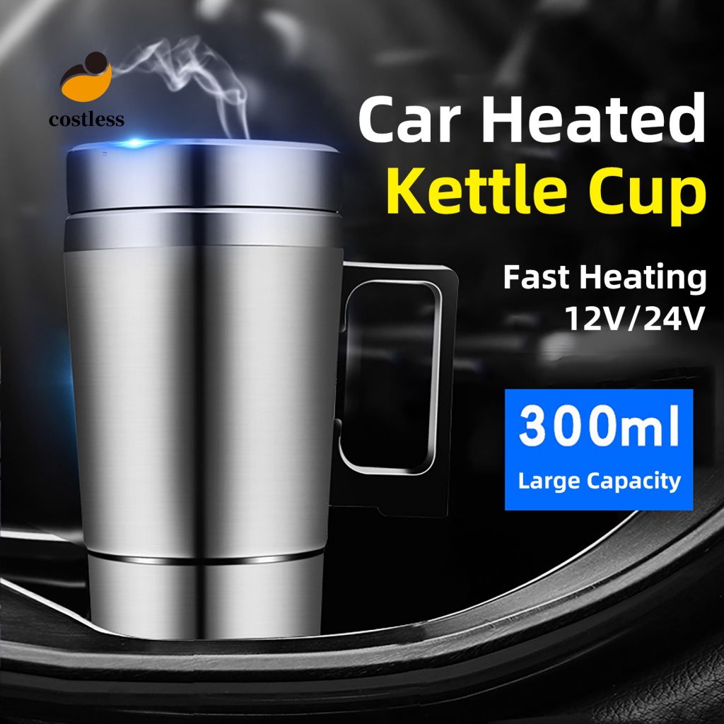 Ấm Đun Nước Bằng Thép Không Gỉ 12 / 24V 300ml Cho Xe Hơi