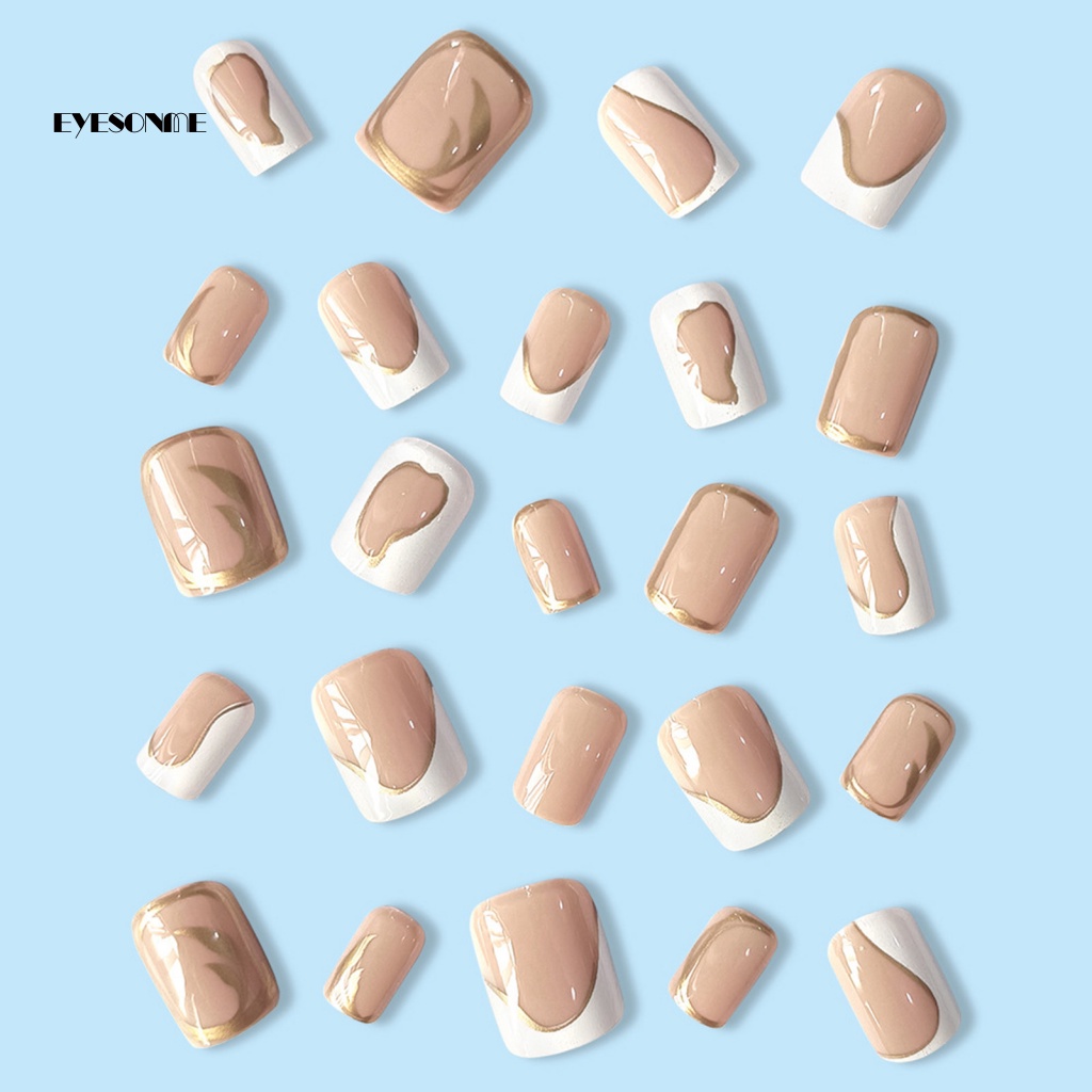 1 Bộ Móng Tay Giả Che Phủ Toàn Diện Không Phai Màu Kèm Keo Dính Đơn Giản Cho Salon
