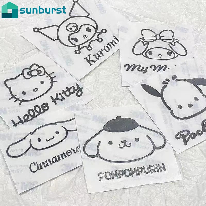 SANRIO Miếng Dán Trang Trí Họa Tiết Hoạt Hình Melody Dễ Thương Bằng Kim Loại Chống Thấm Nước