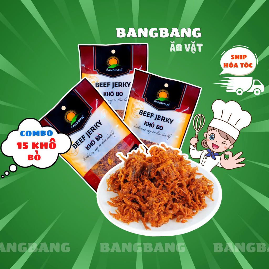 Khô Bò Xé Sợi chính hãng FASIPAN đậm vị cay ngọt sợi mềm ăn siêu ngon siêu cuốn - Đồ ăn vặt Bang Bang