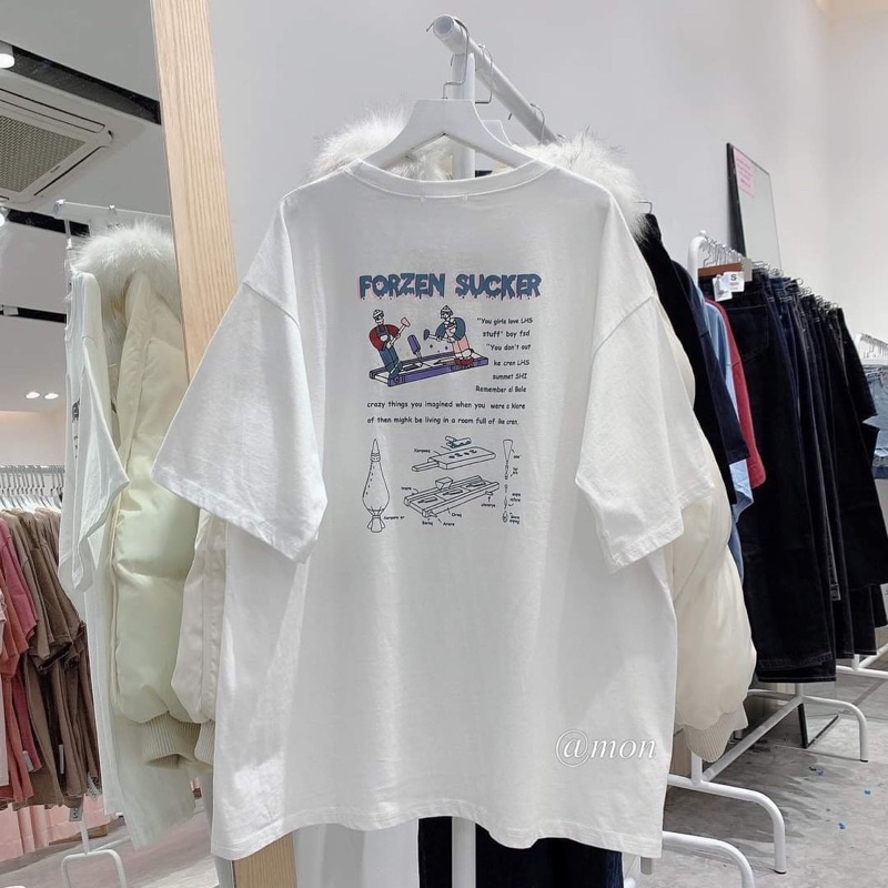 ÁO THUN TAY LỠ TRƯỢT TUYẾT FOZEN SUCKER TRẮNG FORM RỘNG
