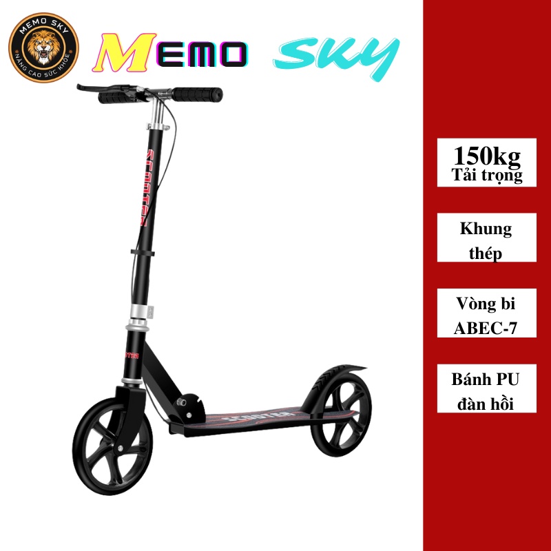 Xe trượt Scooter 2 bánh có phanh tay scooter cao cấp gấp gọn khung thép dành cho thanh thiếu niên chịu tải lớn 150kg
