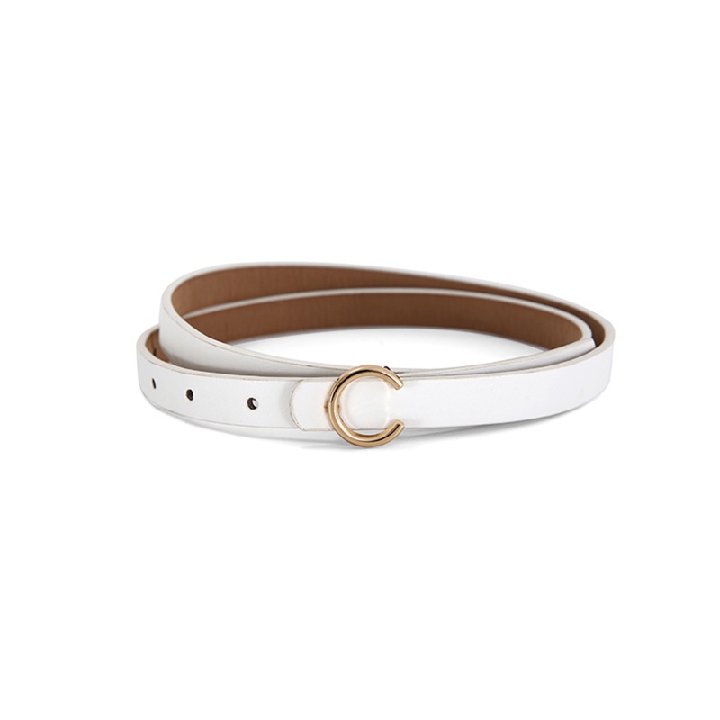 Thắt Lưng Da PU Mỏng Màu Trơn Điều Chỉnh Được Thiết Kế Đơn Giản Cho Nữ