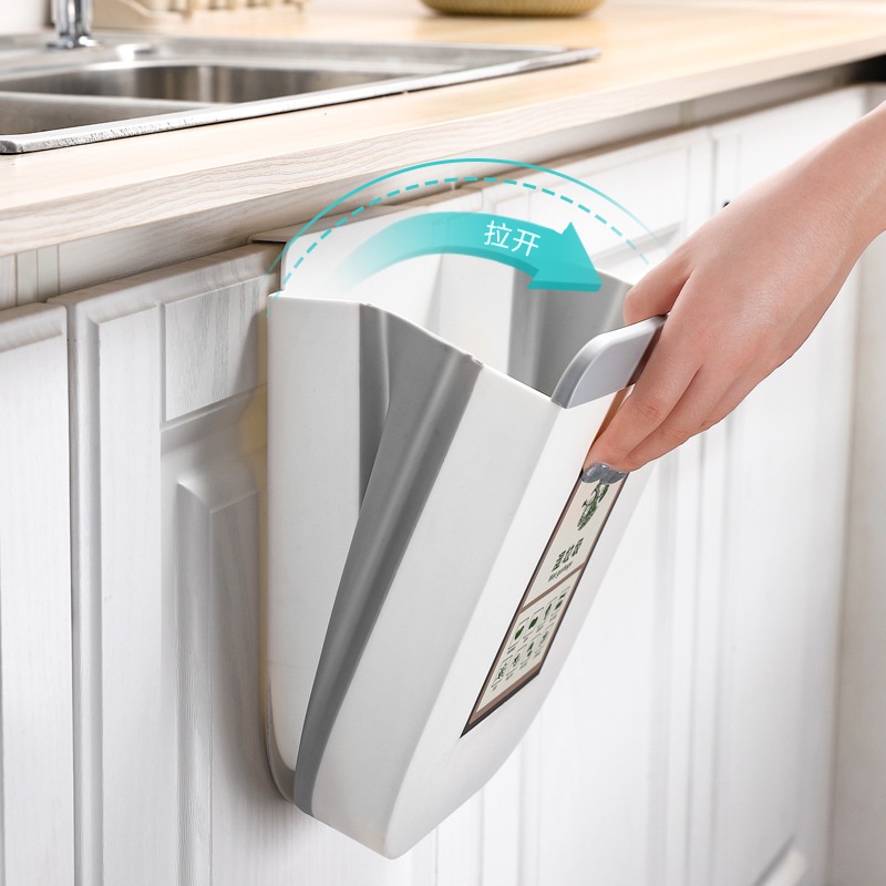 Thùng rác treo tủ bếp, treo tường 9L nắp đậy thông minh đậy kín bằng nhựa PP cao cấp