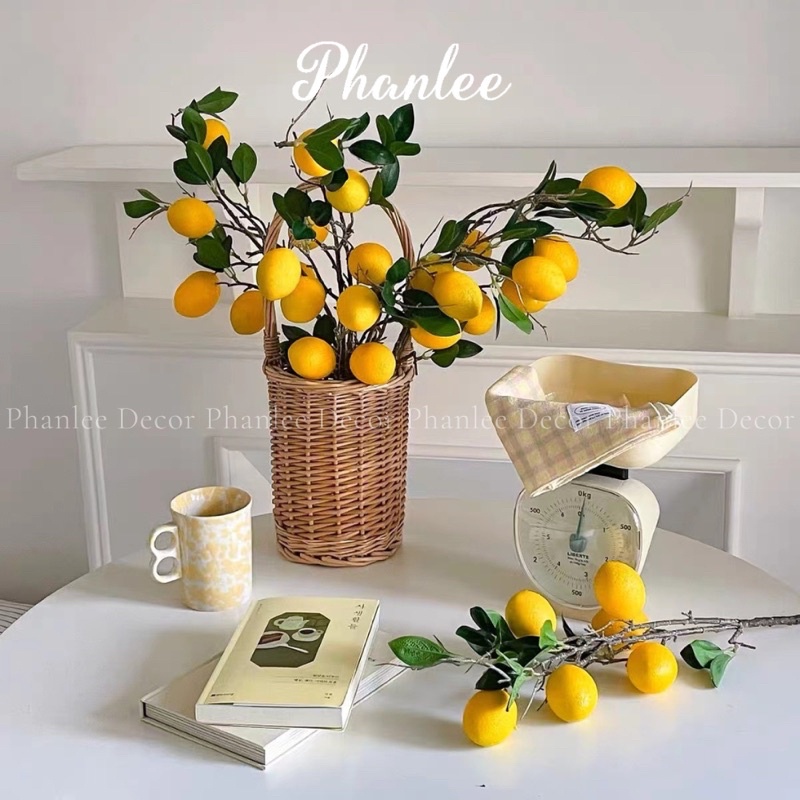 Cành chanh giả thân đốm quả vàng Phanlee decor