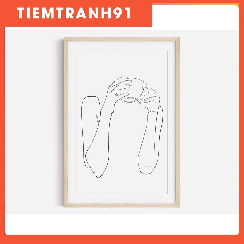 Tranh treo tường | Line art-line art print, Coffee print, female line art 69 , tranh canvas giá rẻ