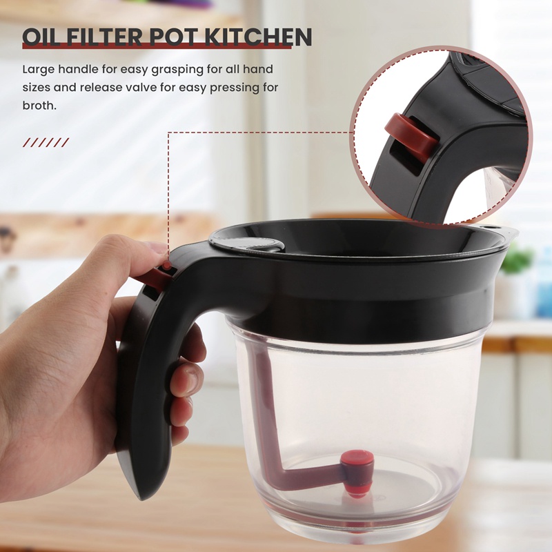 Cốc Đong Tách Dầu 1000ML Kèm Bộ Lọc Thả Đáy Chuyên Dụng Cho Nước Sốt Gravy Và Các Dung Dịch Khác