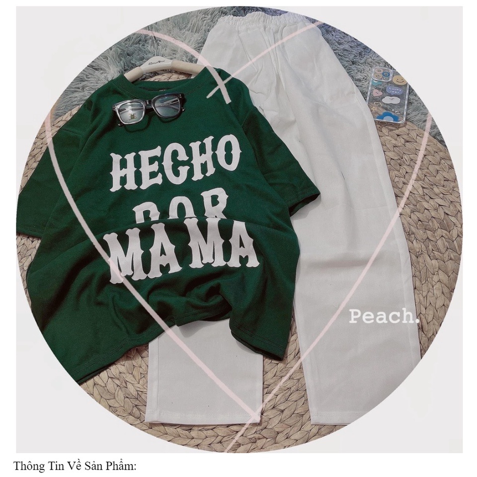 Sét áo phông xanh Hecho kèm quần kaki trắng, Áo thun UNISEX Chất đẹp không xù, quần suông ống rộng, Sét bộ mặc ở nhà.