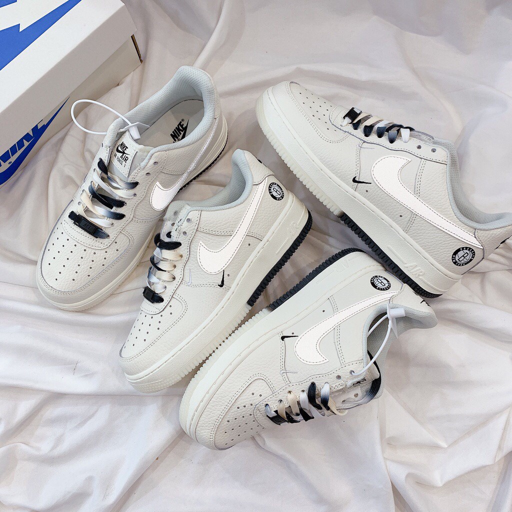 Giày AF1 âm dương, Giày thể thao air force 1 Âm Dương Brooklyn Sail Black Phản Quang Full box bill