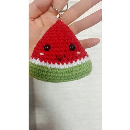 Móc khoá dưa hấu len handmade