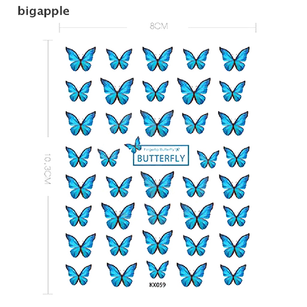 Miếng Dán Móng Tay Họa Tiết Bướm 5D Nghệ Thuật Độc Đáo Siêu Mỏng Tiện Dụng