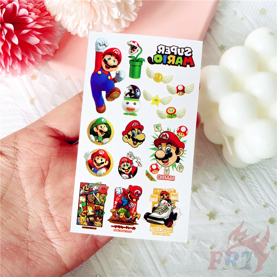 ❣️1 Tấm Hình Xăm Dán Tạm Thời Hình Super Mario❣️ Hình Xăm Dán Chống Thấm Nước Quyến Rũ