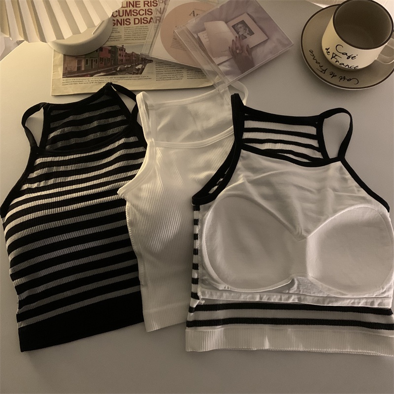 Xiaozhainv Áo Croptop Dệt Kim Kẻ Sọc 3 Màu Sắc Lựa Chọn Phong Cách Hàn Quốc Cho Nữ | BigBuy360 - bigbuy360.vn