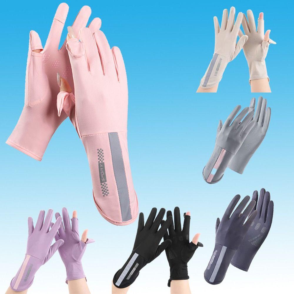 Găng Tay Lái Xe WMES15H Vải Lụa Lạnh Hai Ngón Chống Trượt Có Thể Chạm Màn Hình Cảm Ứng Thanh Lịch