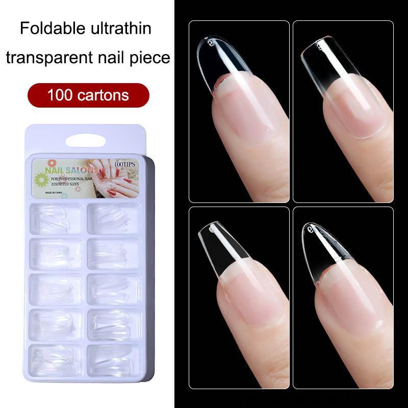 ✨✨Bộ 100 Móng Tay Giả Trong Suốt Che Phủ Toàn Diện Kiểu Pháp