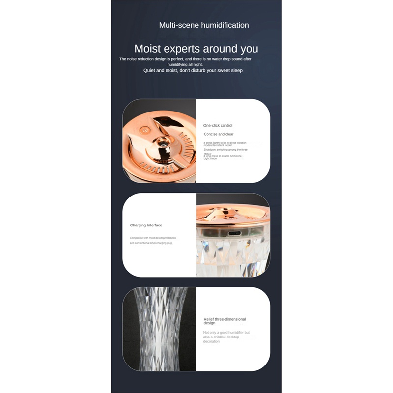 Máy Phun Sương Tạo Độ Ẩm Mini 720Ml Sạc USB Tiện Dụng Cho Gia Đình / Văn