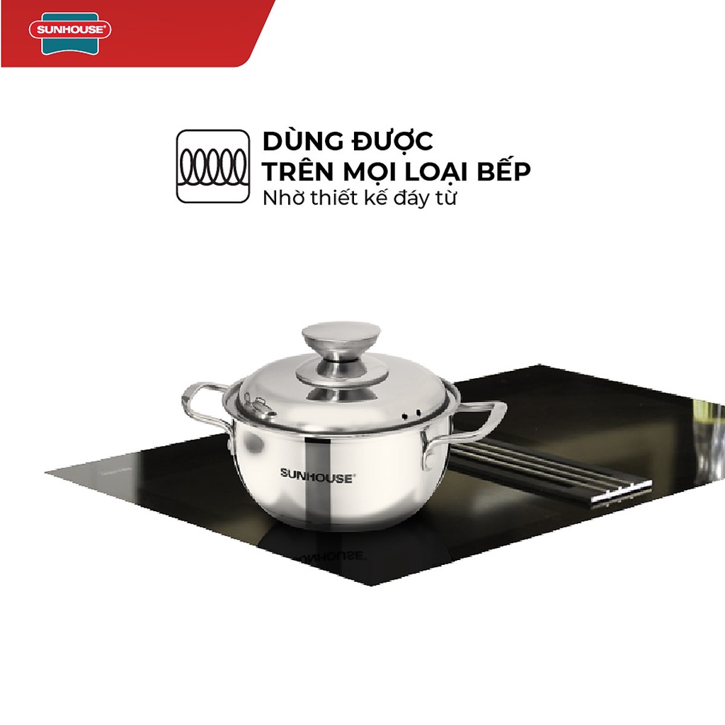Bộ Nồi Inox 3 Đáy Sunhouse SH335 - Dùng trên mọi loại bếp - Hàng chính hãng