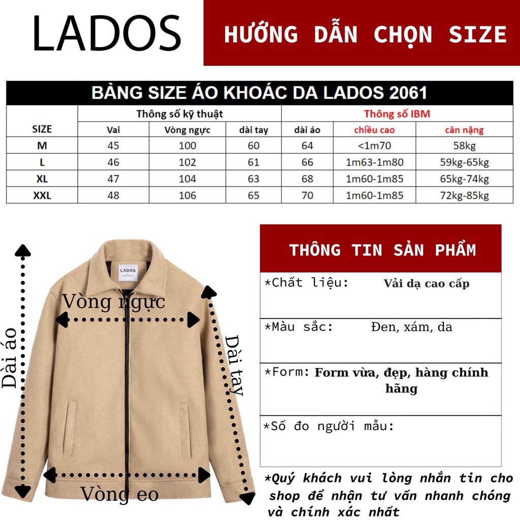 Áo khoác dạ nam phong cách Hàn Quốc cao cấp LADOS-2061 ấm áp, sang trọng, dễ phối đồ