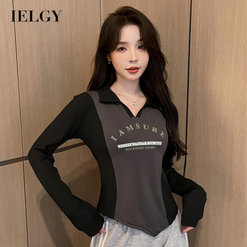IELGY   Áo Thun polo Dáng Ôm In Họa Tiết Phong Cách Mỹ Hàn Quốc Thời Trang Cho Nữ