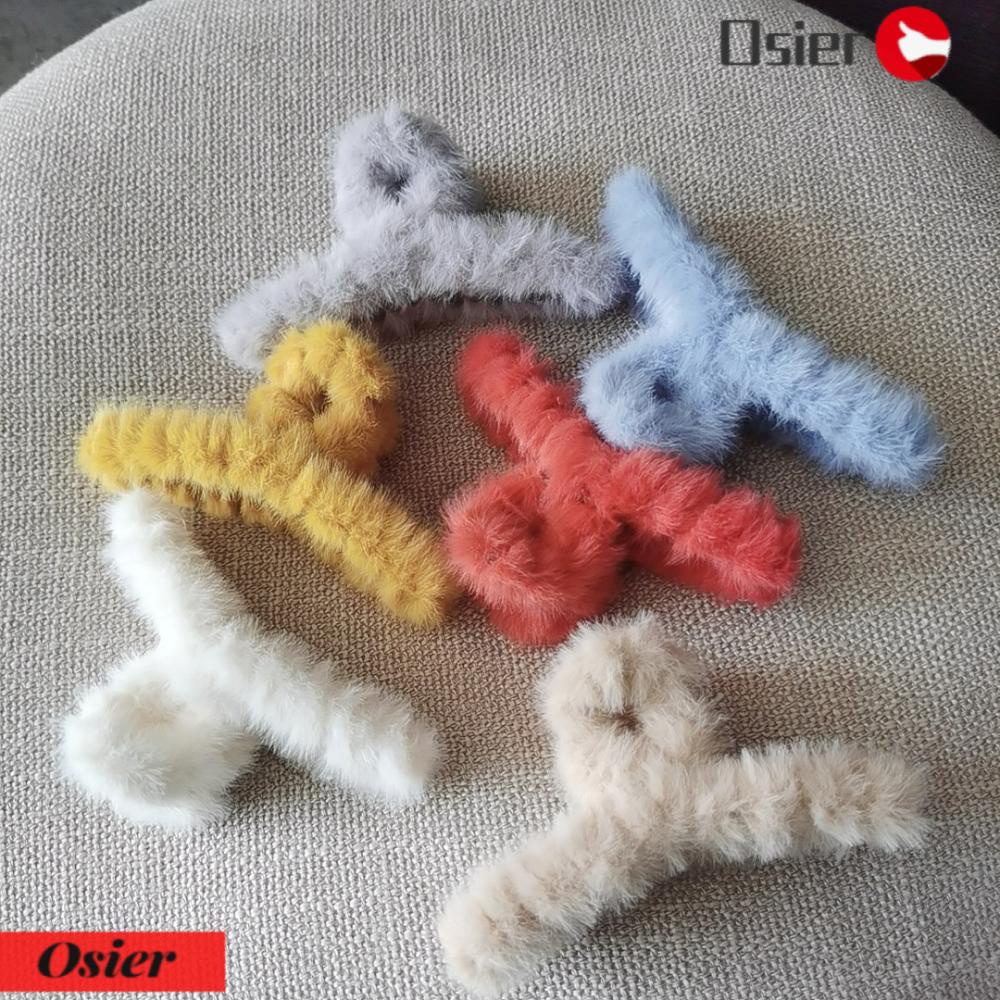 Kẹp Tóc Càng Cua Cỡ Lớn Đính Lông Nhân Tạo Thời Trang Hàn Quốc 1 Cái