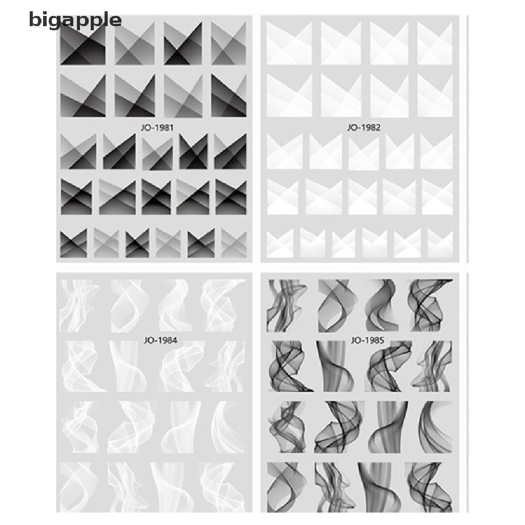 Miếng Dán Móng Tay Trong Mờ Màu Trắng Đen Phong Cách Pháp Độc Đáo