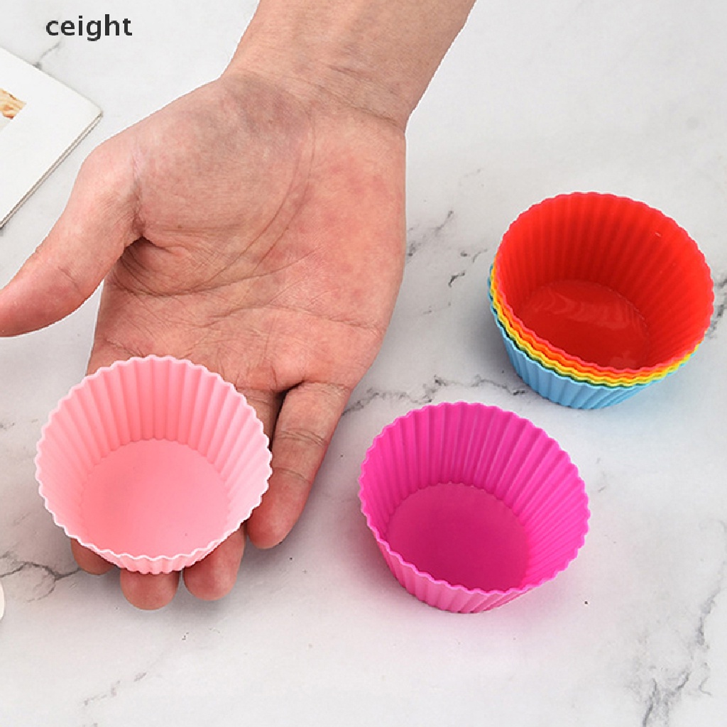 Set 7 Khuôn Silicon Làm Bánh Muffin Hình Tròn Tiện Dụng Cho Nhà Bếp