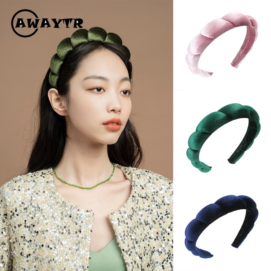Băng Đô Cài Tóc Bằng Vải Flannel Mỏng Viền Xốp Màu Trơn Phong Cách Âu Mỹ Thời Trang Cho Nữ