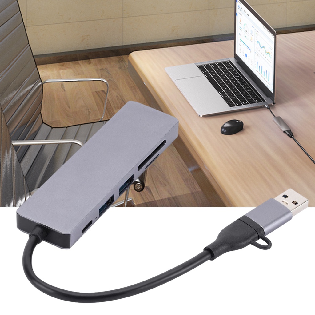 Trạm Sạc Ổn Định Đầu Ra Rộng Tương Thích Với Nhiều Cổng Trình Điều Khiển Dữ Liệu Tốc Độ Cao 6 Trong 1 USB C Cho Máy Tính