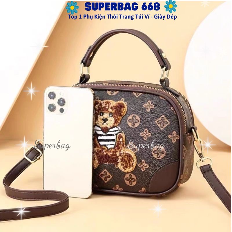 Túi Xách Nữ Thời Trang Đeo Chéo Đeo Vai Họa Tiết Con Gấu Nhung Đẹp SPB 04