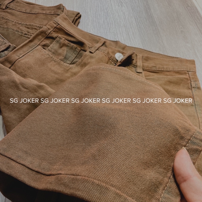 Quần Khaki Jean Nâu Vintage Ống Suông Unisex Nam