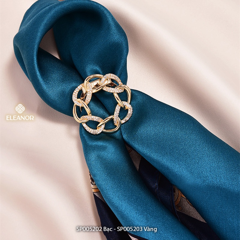 Khuy cài khăn Eleanor Accessories mắt xích đính đá phụ kiện thời trang hot trend 5202